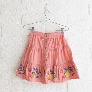 Mini Boden Pink Floral Embroidered Skirt - 8-9 heats Girls